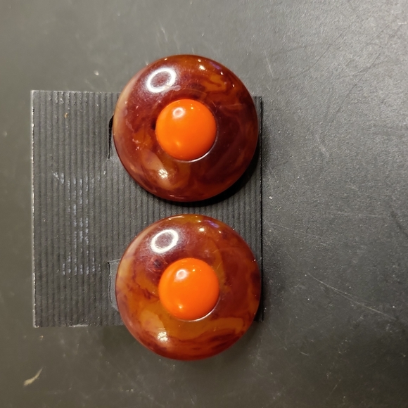 Other - Vintage Bakelite Plastic Screwback Earrings 1.25"